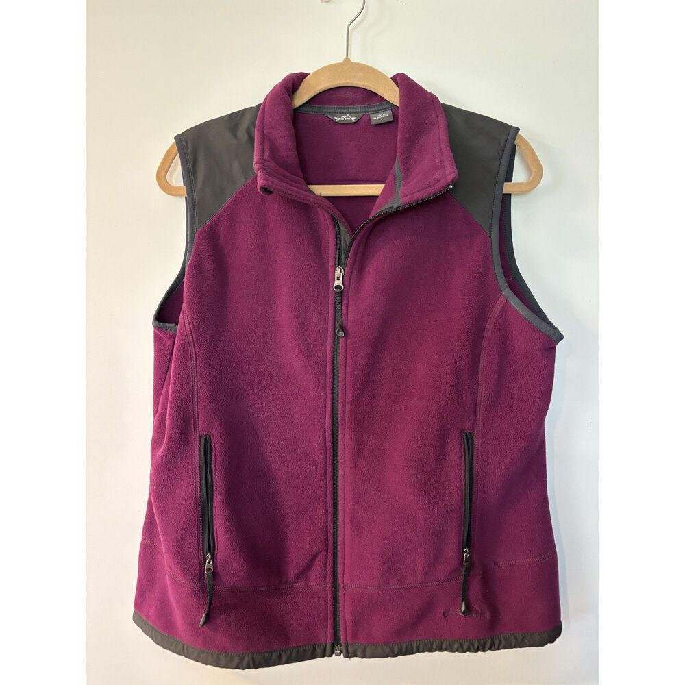 Eddie Bauer Fleece Vest Womens Large Purple Full Zip Outdoor